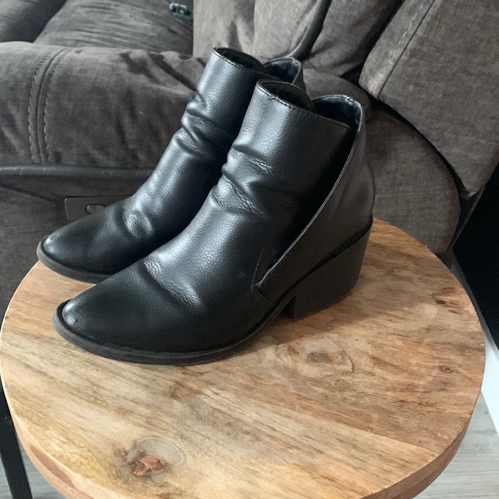 Black leather booties